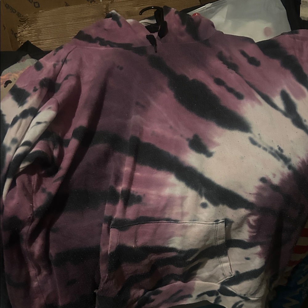 Vibrant Purple and Black Tie-Dye Hoodie